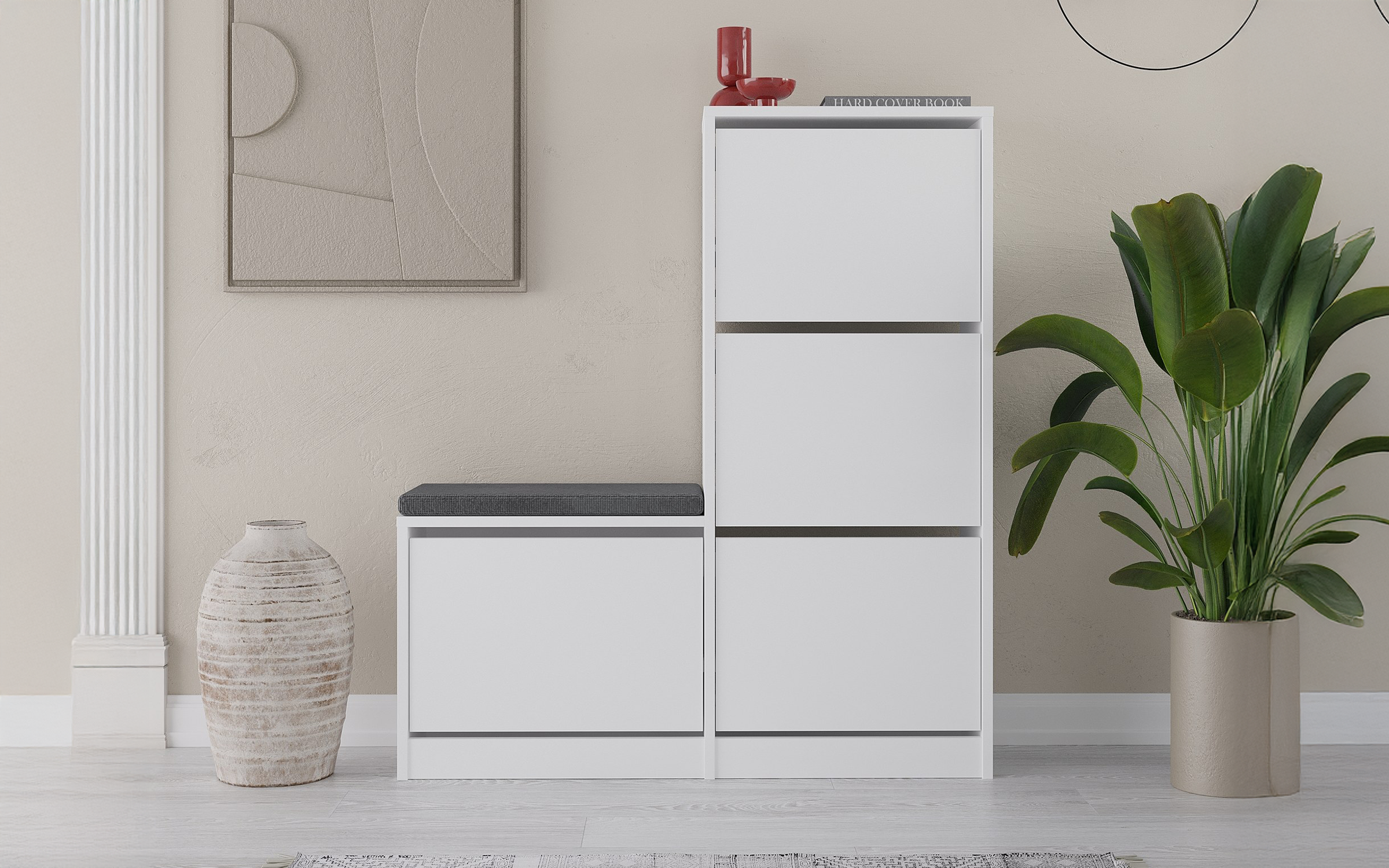 Shoe bench cabinet Desio, white  2